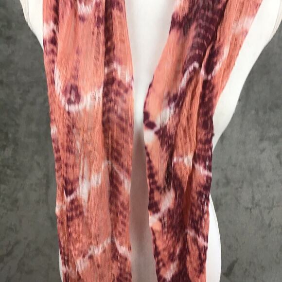 Collection 18 Women’s Rose Quartz Tie Dye Scarf Fringe Wrap 12x80 NWT - Picture 9 of 16
